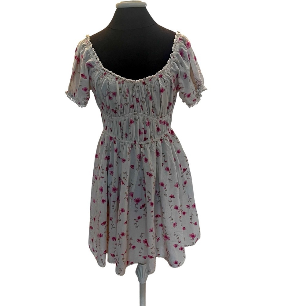 NWT Sim & Sam Floral Linen Blend Baby Doll Wench Dress Floral Medium New